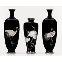 Vas Bunga Logam Enamel Buatan Tangan Mewah Motif Bunga Sakura untuk Dekorasi Rumah Vas Lantai Modern untuk Pernikahan Grosir Vas Bunga