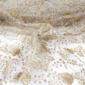 Custom Design Embroidered <b>Net</b> <b>Fabric</b> Manufacturer India Premium Mesh Tulle Lace <b>Fabric</b> Supplier for Bridal Fashion Export - Product Image 3