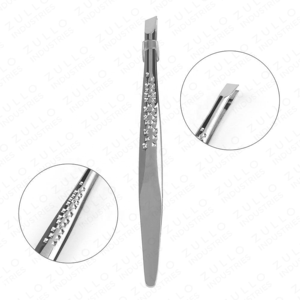 Pinzas de Cejas de Acero Inoxidable Premium, Color Personalizado, Logotipo Personalizado, Punta Inclinada y Puntiaguda, Empuñadura con Puntos, Herramienta de Belleza OEM - Product Image 5