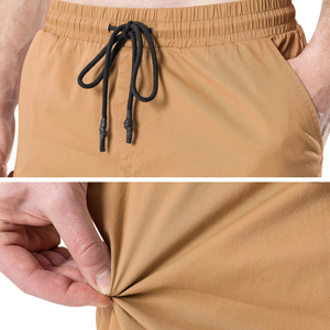 Shorts cargo kaki pour hommes avec taille élastique et poches, séchage rapide, tenue décontractée - Product Image 6