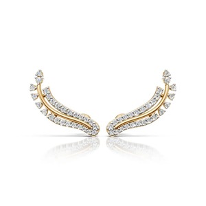 Pendientes llamativos de moissanita de plata de ley con baño de rodio, joyería fina para hombre con diseño de trepador de oreja curvo. - Product Image 1