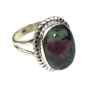 <b>Chunky</b> Oval Shape Pink Rubyzosite Sterling <b>Silver</b> <b>Rings</b> Bezel Setting Bohemian Christian Style Third Party Certified Jewelry - Product Image 5