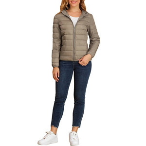 Veste matelassée à capuche pour femme, tricotée, chaude, longueur standard, en PU, rembourrage 100 % polyester, anti-plis, respirante, vente en gros - Product Image 2
