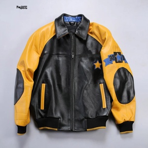 Chaqueta de Cuero Estilo Biker Varsity TB-V1022 2025 para Hombre de Twill_Sports, con Bordado de Lona de Alta Calidad y Mangas de Cuero Auténtico - Product Image 1