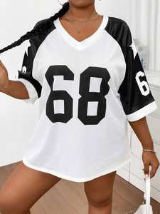 Jersey de malla extragrande personalizado para mujer, top deportivo con cuello en V, número 68, ropa de moda al por mayor OEM - Product Image 4