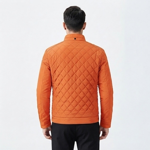 Men's Fashion <b>Quilted</b> Bomber <b>Jacket</b> Diamond <b>Pattern</b> Stand Collar Full Zip <b>Jacket</b> - Product Image 3