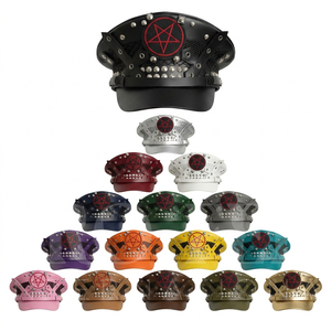 Classic Style Genuine Leather Peak <b>Cap</b> With Curved Visor Premium Quality Elegant Appearance Custom Logo Lace Decoration Peak <b>Cap</b> - Product Image 1