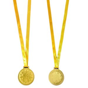 Gold Medal 2 inches with Red Ribbon Set of 6 Pieces - Product Image 3