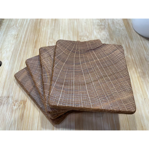 Sous-verres en bois de forme carrée 100 % durables avec motifs variés, sous-verres pour tasses à café, à thé, à mug, à bol, disponibles à prix avantageux - Product Image 2