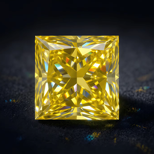 Diamant synthétique de laboratoire RCK Global 6.0-6.5mm, taille princesse, jaune vif fantaisie, 1.2-1.5ct VS1, excellent, carré, CVD, centre libre - Product Image 1