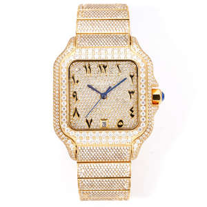 Montres de luxe en acier inoxydable pour hommes, avec mouvement mécanique, étanches, serties de diamants, design lunette, vente en gros usine - Product Image 1