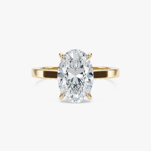 Anillo de Compromiso de Oro Sólido de 14K con Diamante Cultivado en Laboratorio de Corte Ovalado de 4.5CT, Halo Oculto y Banda Pavé, y Joyería Personalizada - Product Image 2