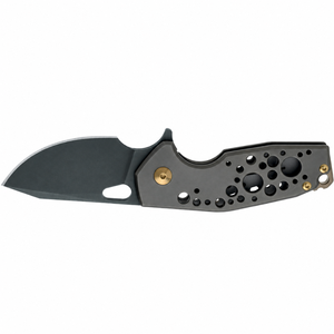 Navajas Plegables Negras con Mango de Metal Perforado Gris, Detalle de Pivote Dorado y Hoja Ancha para Acampar al Aire Libre y Uso Diario - Product Image 5
