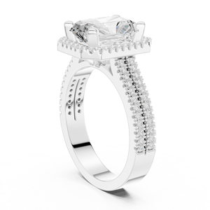 Anillo de Compromiso con Diamante Corte Radiante, Oro Rosa, Engaste Pavé, Montura de Garras, Estilo Clásico para Mujer, Joyería Fina - Product Image 4