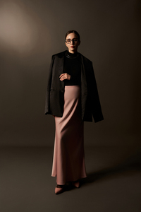 Blazer surdimensionné en mélange de laine pour femme, à un seul bouton, minimaliste, brodé, respirant, grande taille - Product Image 5