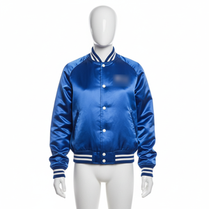 Veste de sport bleue avec logo brodé sur le devant, col rabattu, manches régulières, style preppy, longueur courte, unisexe, vêtements d'automne - Product Image 2