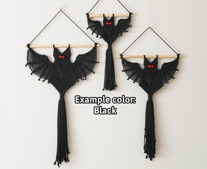 Black Bat Shape Macrame Wall Hanging Suitable For Halloween Party <b>Decor</b> Gothic Style Handmade Wall Art Wholesale From India - Product Image 3
