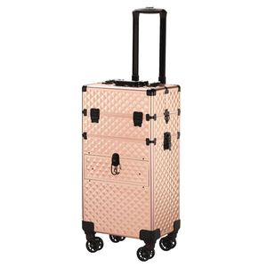 Guide scorrevoli per cassetti anteriori 2-in-1, cassetti piatti sinistri, ruote universali rimovibili, in alluminio con motivo a rombi, per borse e custodie cosmetiche - Product Image 3