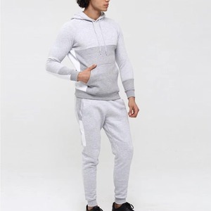 Ensemble sweat-shirt à capuche et pantalon de jogging pour homme, couleurs contrastées, tricoté, 100% coton, vêtements d'automne décontractés - Product Image 4