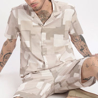 Ensemble T-shirt et short imprimé pour homme, respirant et léger, col montant, idéal pour l'extérieur