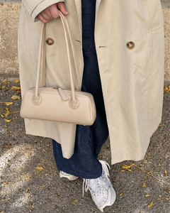 Sac Boston vintage en cuir PU beige à bandoulière unique, sac à main sous le bras, fermeture éclair, portable pour le quotidien et les activités extérieures - Product Image 5