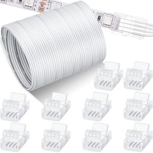 Kit di 10 Connettori per Strisce LED, Cavo di Prolunga RGB da 10m, Connettore Trasparente Senza Saldatura per Illuminazione a Binario, Impermeabile - Product Image 1