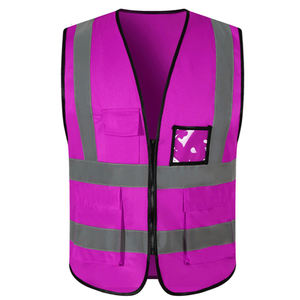 Gilet de travail haute visibilité personnalisé, réfléchissant, imperméable, pour hommes, en coton et maille, certifié EN, avec logo et poches, pour la construction et la sécurité - Product Image 2