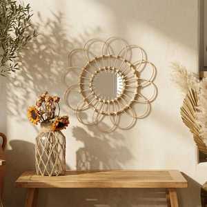 Woven Rattan <b>Round</b> <b>Mirror</b> Handmade Bamboo Cane Wall Decor <b>Mirror</b> for Bedroom Entryway <b>Bathroom</b> - Product Image 6