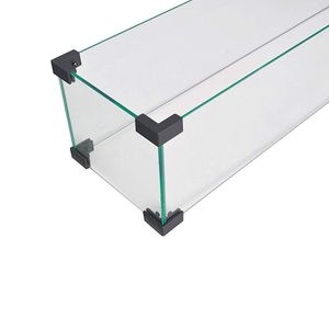 Rectangular Aluminum <b>Fire</b> <b>Pit</b> <b>Table</b> Wind Guard 38.1 X 10.6 X 5.9 Inch Clear Tempered Glass Flame Guard - Product Image 4