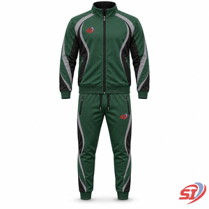 Ensemble de survêtement homme personnalisé pour l'hiver : veste zippée à capuche 100 % coton écologique, respirante et unie, et pantalon d'entraînement fuselé - Product Image 1