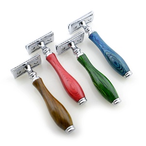 Kounain Rasoir de sécurité professionnel à double tranchant avec manche en bois naturel Durable et durable pour hommes et femmes en bleu - Product Image 6