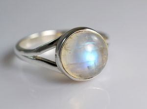 Rainbow Moonstone <b>Ring</b> 925 Sterling <b>Silver</b> Handmade <b>Statement</b> Promise <b>Ring</b> for Women Boho Round June Birthstone Jewelry - Product Image 4