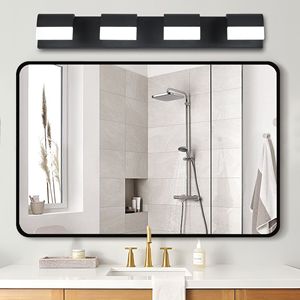 Luminaire de miroir de salle de bain à 4 lumières en acrylique noir mat, éclairage et décoration pour salle de bain et douche - Product Image 1