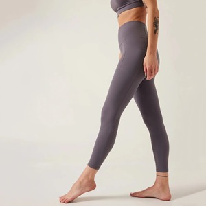 High Waist Seamless Women <b>Leggings</b> <b>Cropped</b> Solid Gray Sporty Stretch Breathable Knitted Yoga Pants for Gym Workout - Product Image 6