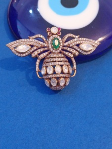 Vintage Gold <b>Tone</b> Peacock Bowknot Brooch 925 Silver Crystal Rhinestones Marquise Cut Green <b>Red</b> Center Stones Luxury Amaira - Product Image 4