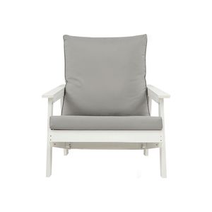 Poltrona da Esterno per Tutte le Stagioni con Cuscino Bianco/Grigio, Sedia da Giardino in HIPS - Product Image 3