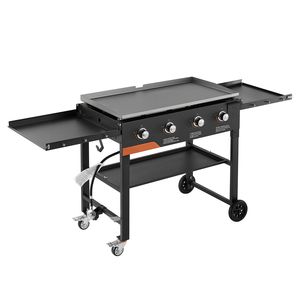 Griglia a Gas a 4 Bruciatori da 36 Pollici con Piastra Piana, Ruote Pieghevoli, 60000 BTU, Attrezzatura da Cucina per Esterni per Uso Domestico e Commerciale - Product Image 1
