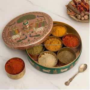 Vintage-Style Elephant Brass Spice <b>Box</b> – Hand-Cast Decorative Metal Kitchen <b>Storage</b> with Lid - Product Image 1