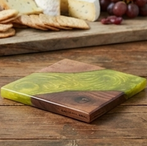 Premium Square Wooden <b>Coaster</b> With Green Resin Inlay Modern Non-Slip Design For <b>Table</b> Accessories Mats & Pads - Product Image 2