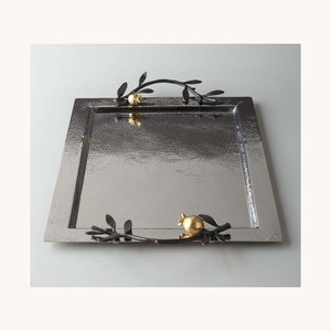 Plateau de service en métal haut de gamme, plateau décoratif pour table à manger, mariage et collection de cadeaux - Product Image 1