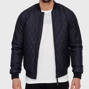 Chaqueta Bomber Acolchada Negra para Hombre, Cierre de Cremallera, Color Sólido, Informal, Resistente al Viento, de Poliéster, Ropa de Invierno - Product Image 5