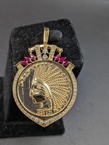 Colgante de Plata 925 para Hombre, Chapado en Oro, con 10 Monedas Indian Head de 915 Dólares Estadounidenses, Moissanita VVS, Estilo Hip Hop, Certificado de Lujo - Product Image 4