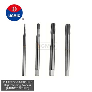 UGMIC J14.RFT.SC-03-R.T.P- # 4 # 5 # 6 # 8 # 10 # Tarauds en carbure monobloc à cannelures profilées pour filetage UNC, 12 1/4" 5/16" 3/8" 7/16" 1/2", Classe 2B - Product Image 1