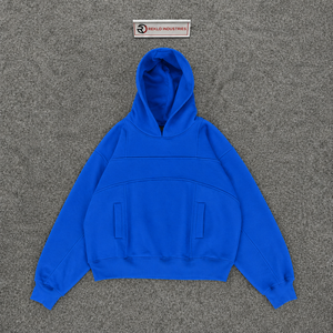 Sudadera con Capucha Azul Extra Grande PREMIUM para Hombre, Sudadera de Felpa de Algodón Azul Sólido, Estilo Casual, Corte Regular, Estilo Otoñal, RELAXE - Product Image 5
