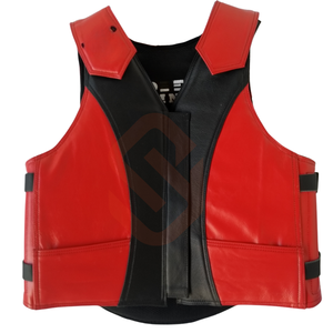 เสื้อกั๊กหนังสำหรับขี่วัว โรดีโอ ป้องกันร่างกาย ซิปด้านหน้า เสื้อกั๊กป้องกันแรงกระแทกสำหรับนักขี่ม้าตะวันตก - Product Image 3