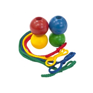 Cuentas de cordón de madera para niños, juguete educativo, 33mm, 4 colores, cuentas redondas, juguetes de enhebrado de madera - Product Image 2