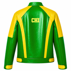 เสื้อแจ็คเก็ตหนังสีเขียวและเหลืองปักโลโก้ชมรมนักศึกษาหญิง Custom Chi Eta Phi สไตล์ลำลองสำหรับผู้หญิงบุด้วยโพลีเอสเตอร์ - Product Image 3