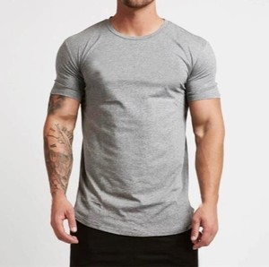 Camiseta de Hombre Gris, Corte Ajustado, Manga Corta, Cuello Redondo, Algodón Jersey, Color Sólido, Transpirable, Tejido de Punto, Largo Regular, OEM ODM - Product Image 6