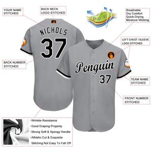 Camiseta de Béisbol Personalizada Gris, Negra y Blanca, Transpirable, de Poliéster, con Botones, Uniforme de Béisbol para Equipo, Camiseta Deportiva Sublimada - Product Image 5