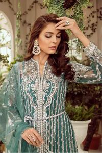 Dupatta-vestido bordado a mano de chifón, nuevo vestido indio paquistaní bordado en color granate, 2021 - Product Image 6